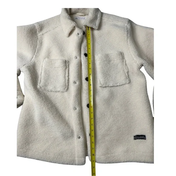 Zara Fleece Overshirt S-M Ecru White faux shearling shacket jacket coat shirt - Picture 5 of 6